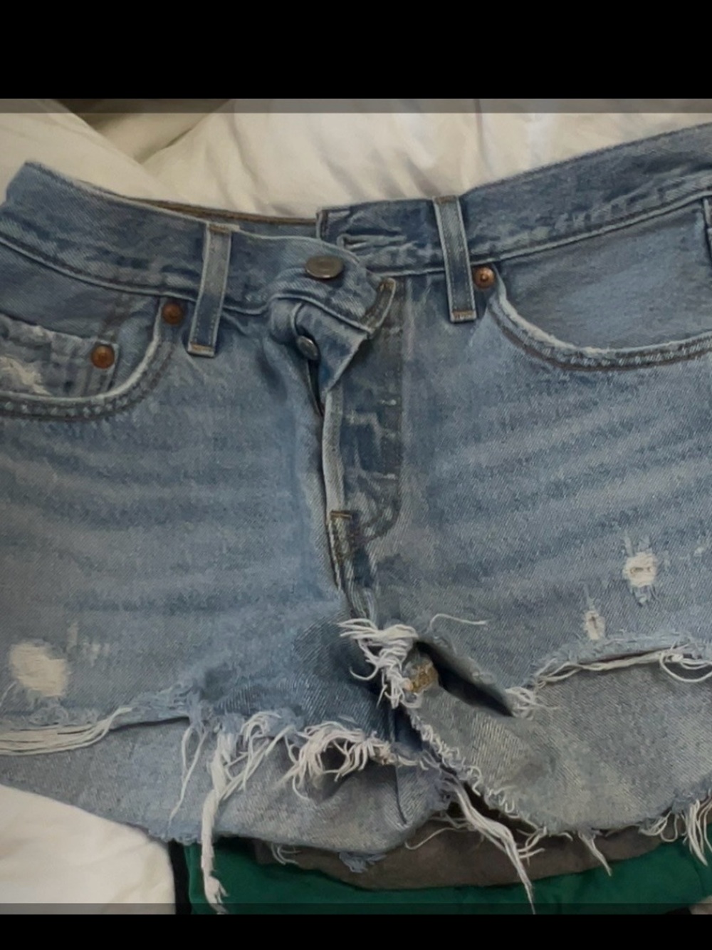Levi's Light Blue Distressed Denim Cutoff Shorts
